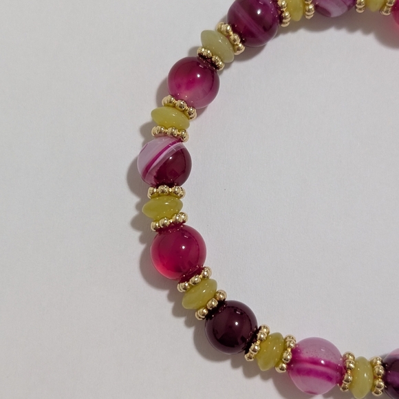 Striped Agate/Lemon Jade Bracelet - Picture 7 of 11